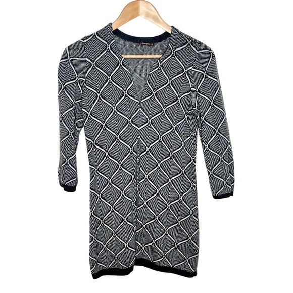 J McLaughlin Geometric 1/2 Zip Pullover Tunic Sweater Dark Gray Womens Small - Picture 1 of 8